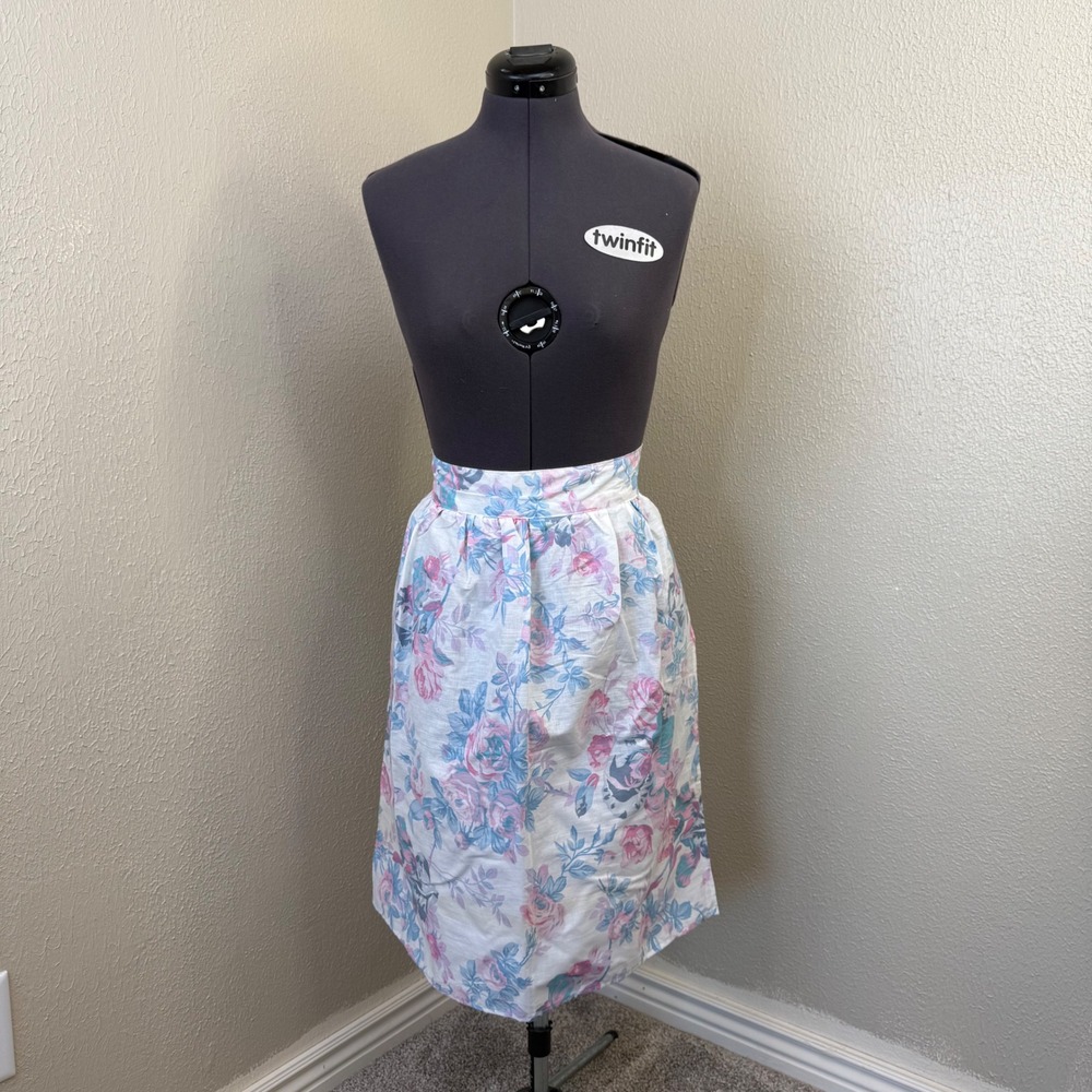 Vintage Floral Rose Half Apron Pink Blue Cottagecore Farmhouse Kitchen Decor